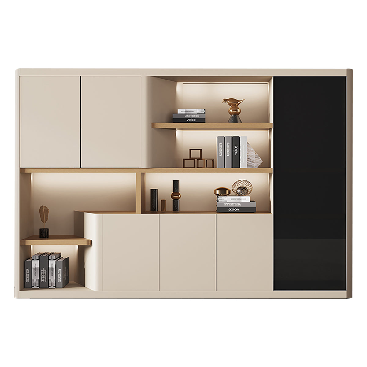 Modern Minimalist L-Shaped Executive Desk 71–126 in Wide with Cable Management, Built-In Power Outlets, Lockable Drawers & Solid Wood