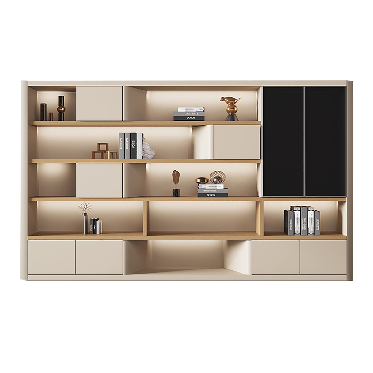 Modern Minimalist L-Shaped Executive Desk 71–126 in Wide with Cable Management, Built-In Power Outlets, Lockable Drawers & Solid Wood