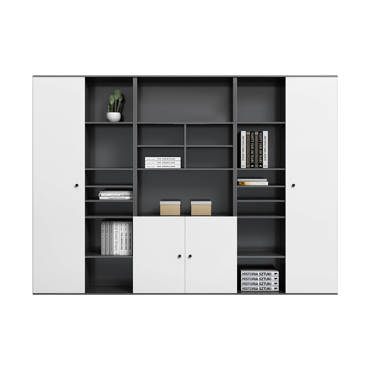 Office Desk, matching file cabinet, White finish, L94" x W16" x H79", for executive office workspace, modern executive office furniture