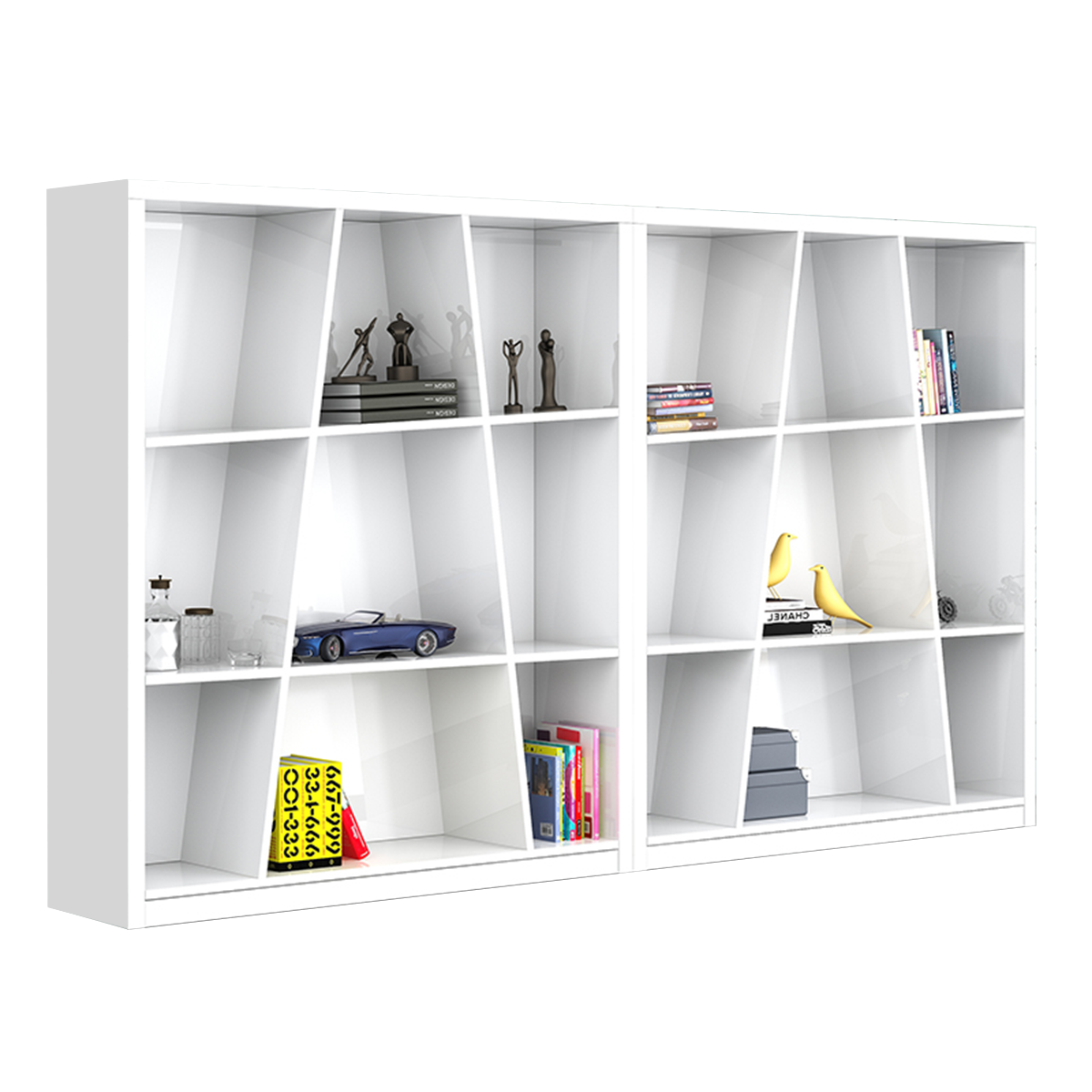 Minimalist Luxury White L-Shaped Executive Desk with Black Privacy Panel