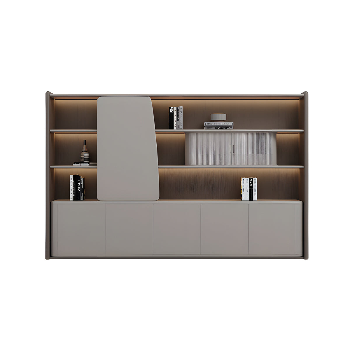 Luxury Executive Desk with Walnut Veneer & Floating Side Cabinet