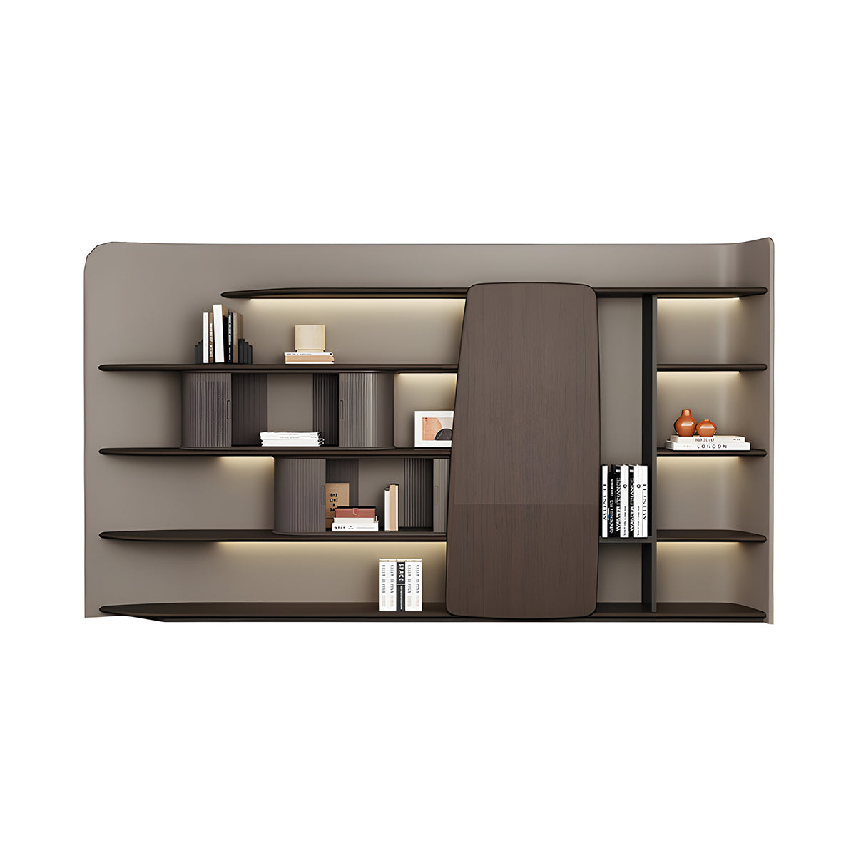 Luxury Executive Desk with Walnut Veneer & Floating Side Cabinet