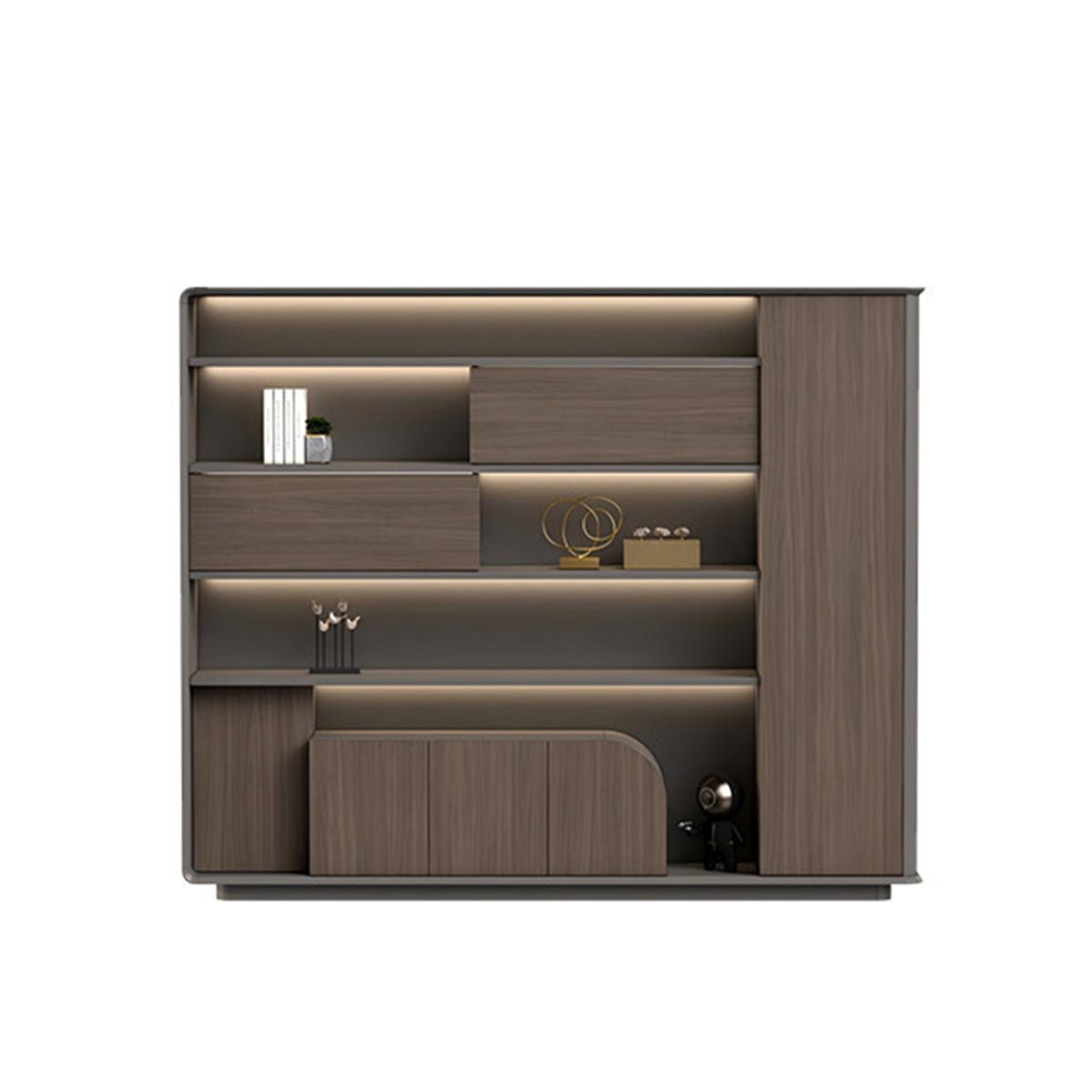 Contemporary Executive Desk with LED Light & Built-In Power Rail