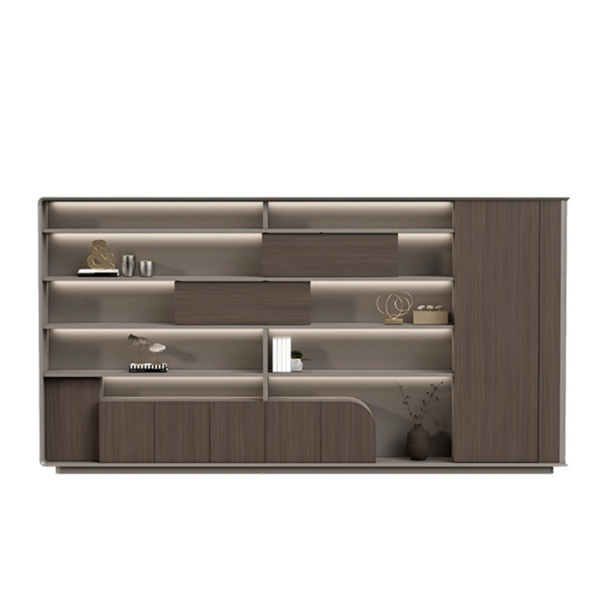 Contemporary Executive Desk with LED Light & Built-In Power Rail