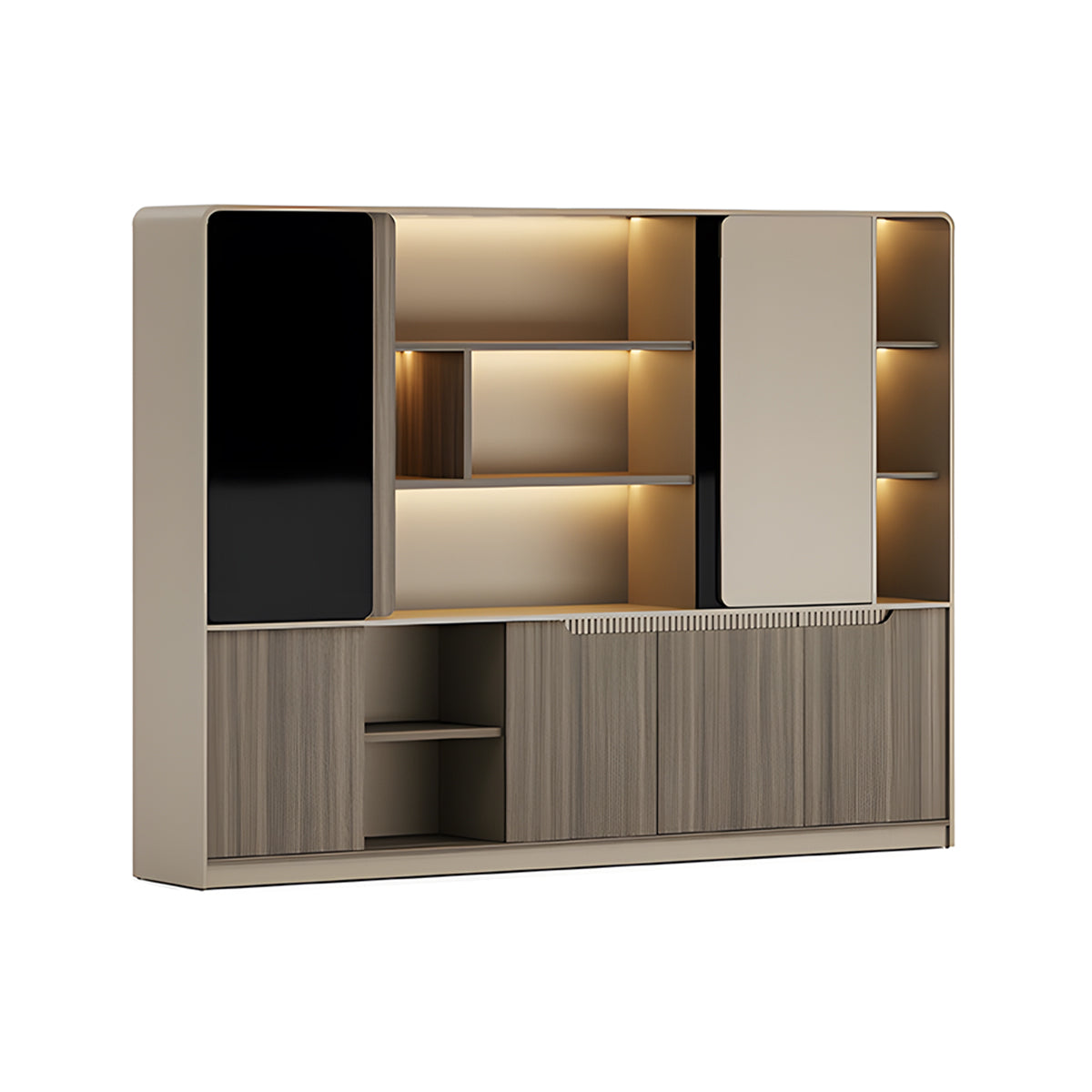 Durable Executive Desk with LED Lighting & Multi-Function Storage