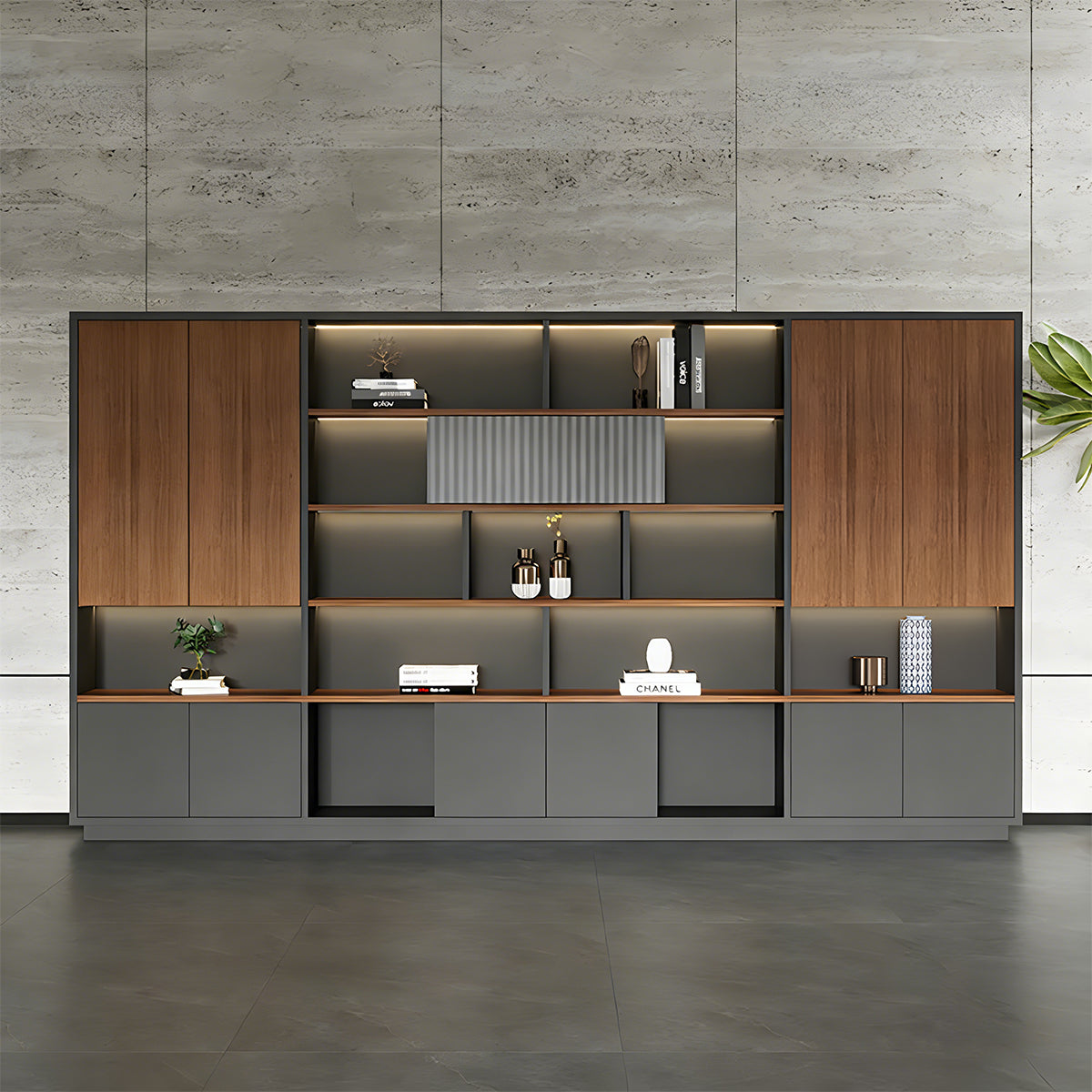 Filing Cabinet, main product view, Minimalist Storage Filing Cabinet With LED Ambient Lighting For Office Organization finish, for office storage...