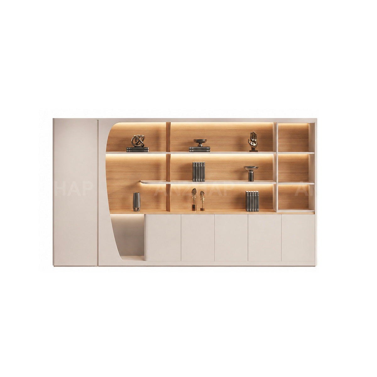 Executive Desk, matching file cabinet, L150" x W16" x H79", for executive office workspace, modern executive office furniture
