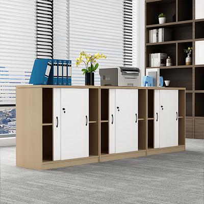 Office Storage Cabinet Partition Cabinet with Wooden Sliding Doors