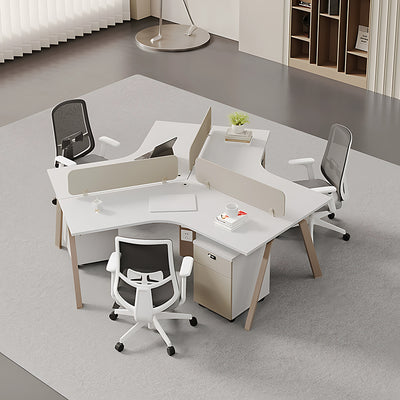 Modern Modular Office Desk with Privacy Screen Design