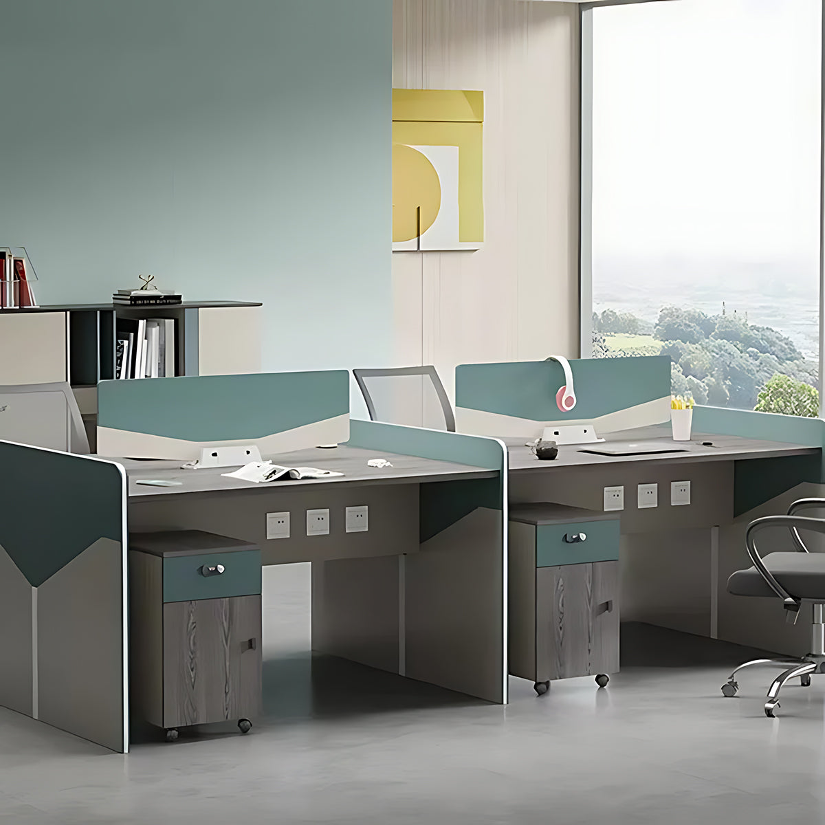 Staff Desk Filing Cabinet Combination