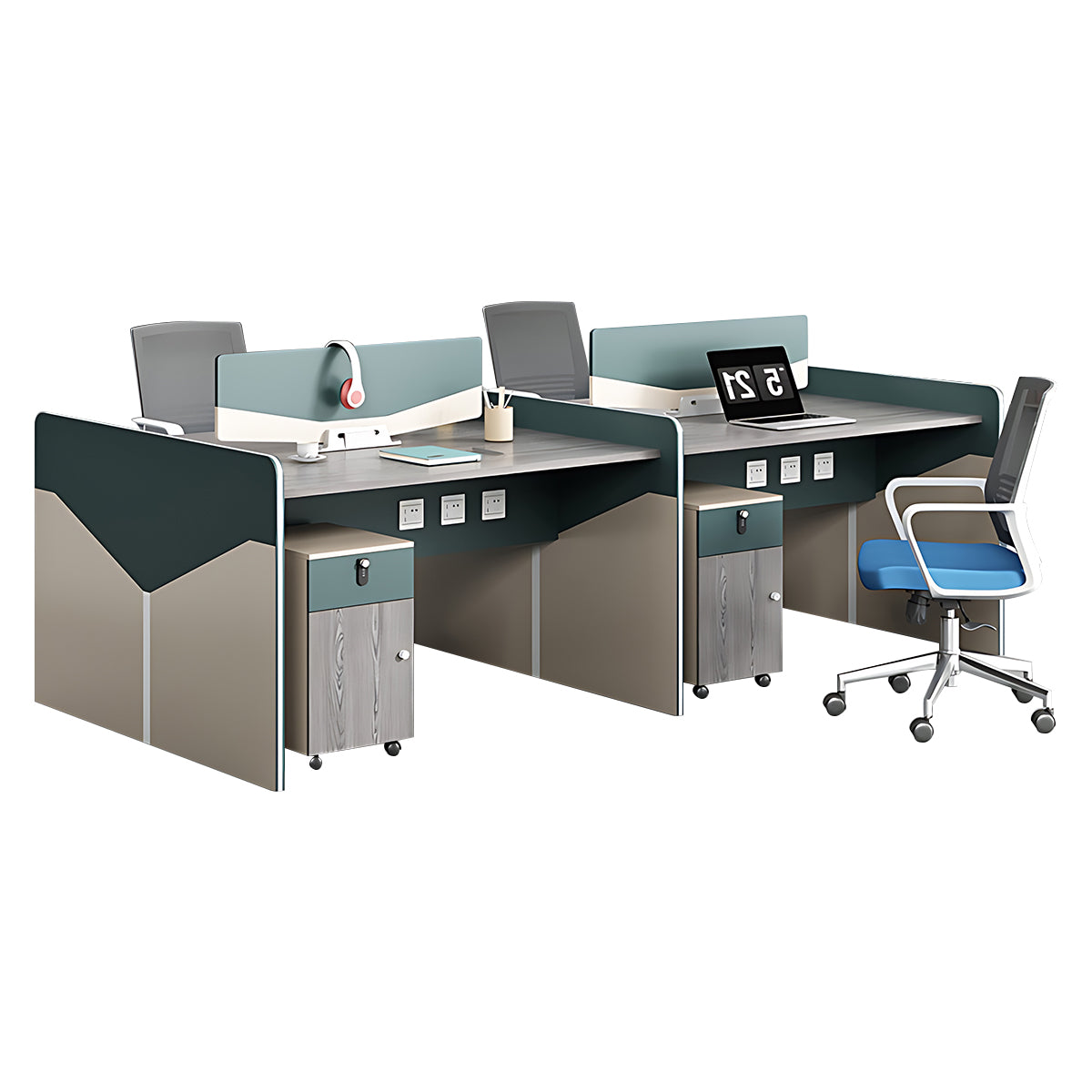 Staff Desk Filing Cabinet Combination