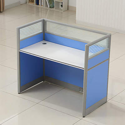 Simple Modern Desk and Chair Set with Screen,Four Seater,Blue