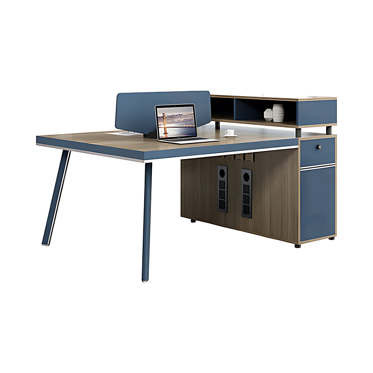 Staff Desk with Tall Cabinet, Password Lock, and Upgraded Metal Table Legs