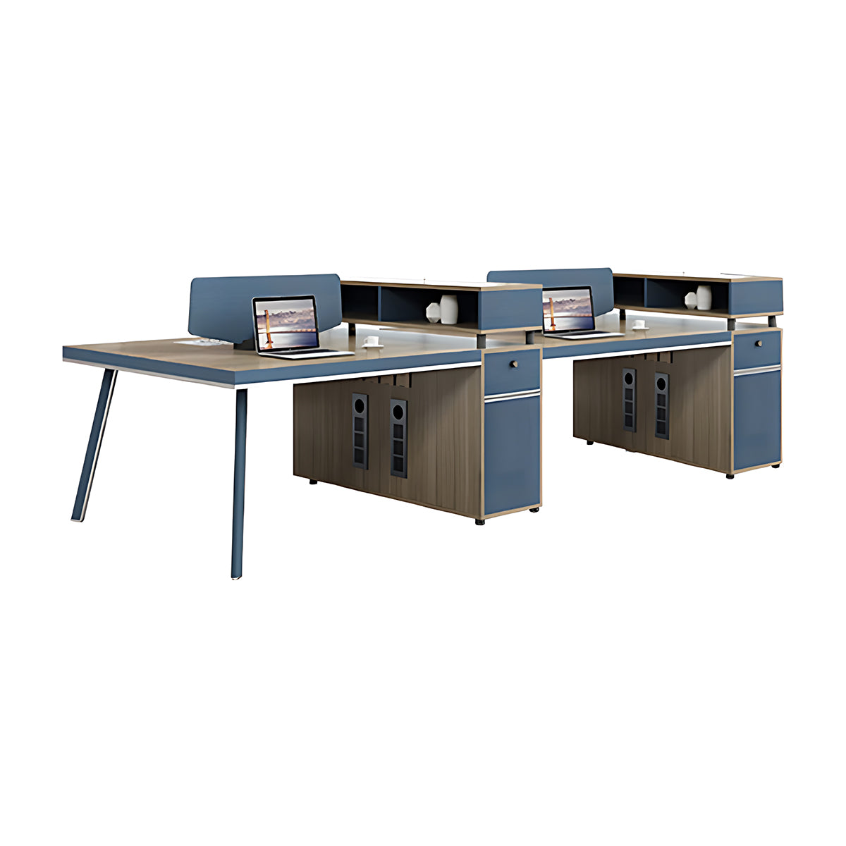 Staff Desk with Tall Cabinet, Password Lock, and Upgraded Metal Table Legs