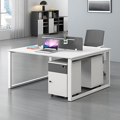 Minimalist Gray and White Office Desk with Sturdy Legs