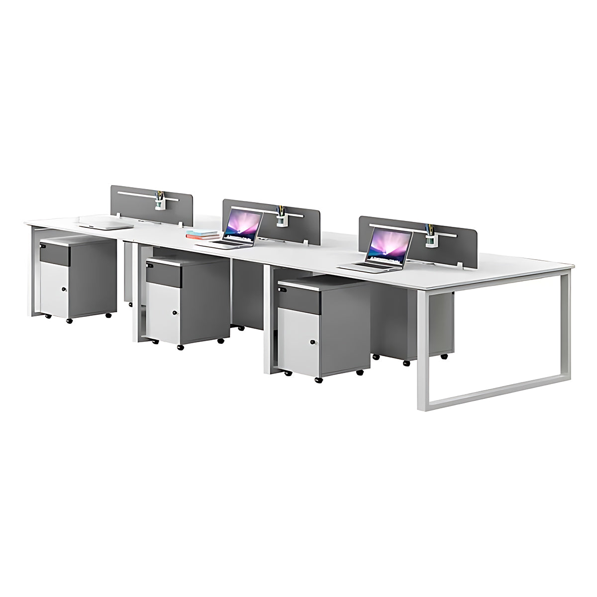 Simple Staff Desk, Free Combination with Combination Lock and Screen Partition, Pure White