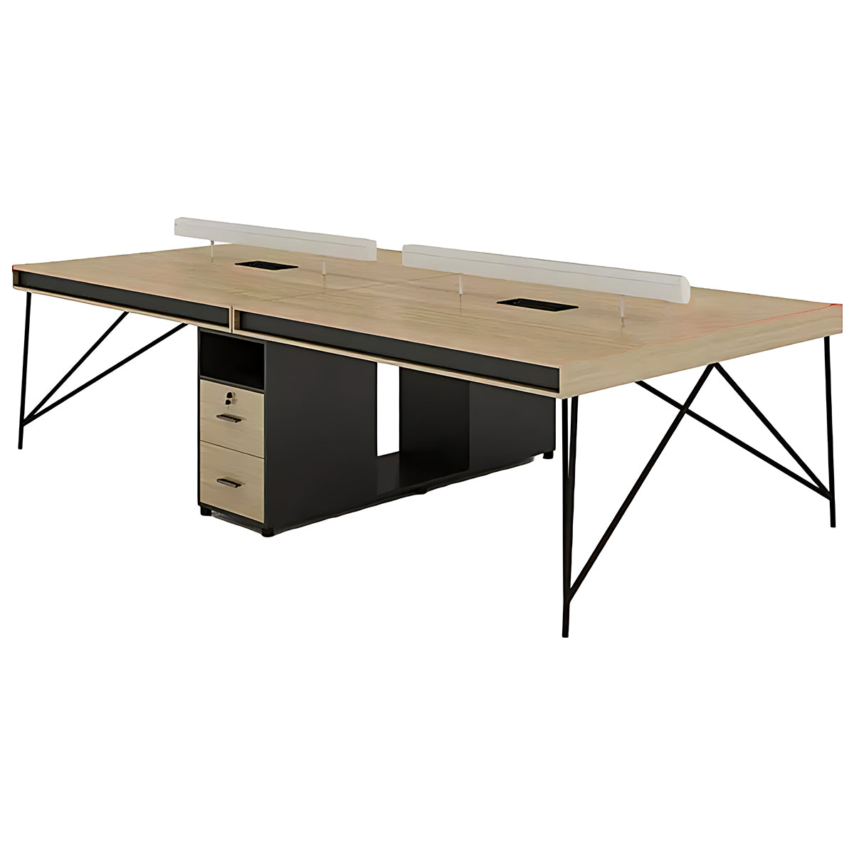 Simple Staff Desk, Free Combination, Triangular Steel Legs, with Screen Partitions