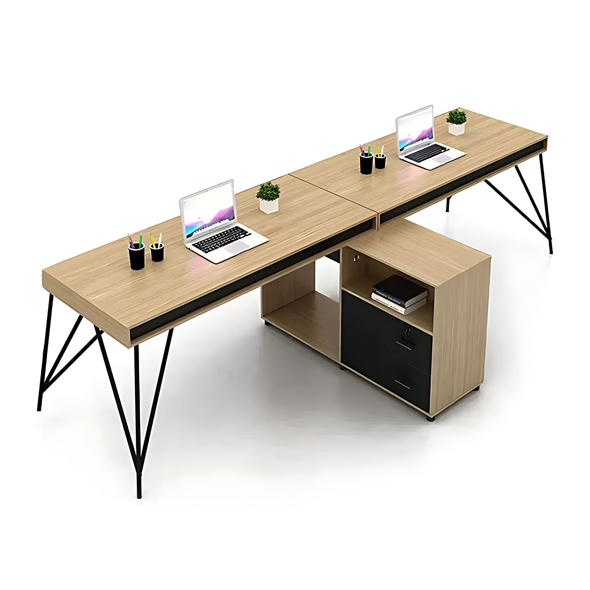 Simple Staff Desk, Free Combination, Triangular Steel Legs, with Screen Partitions