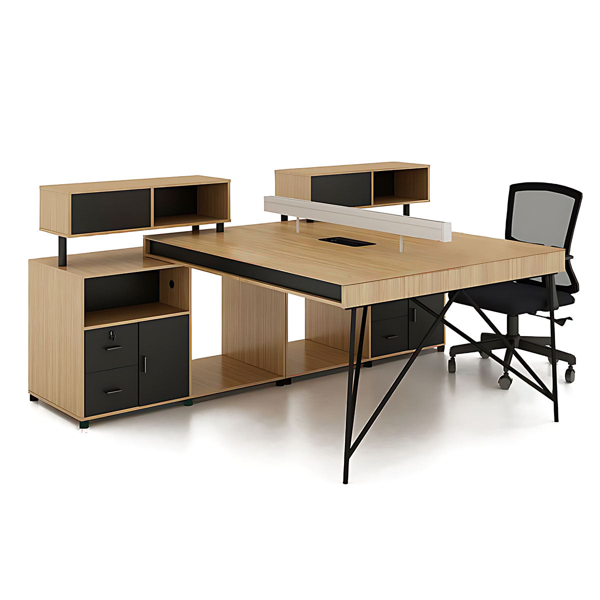 Simple Staff Desk, Free Combination, Triangular Steel Legs, with Screen Partitions