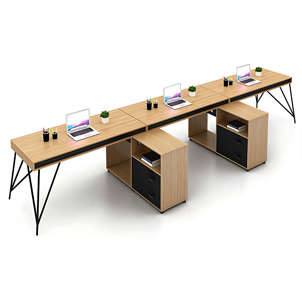 Simple Staff Desk, Free Combination, Triangular Steel Legs, with Screen Partitions