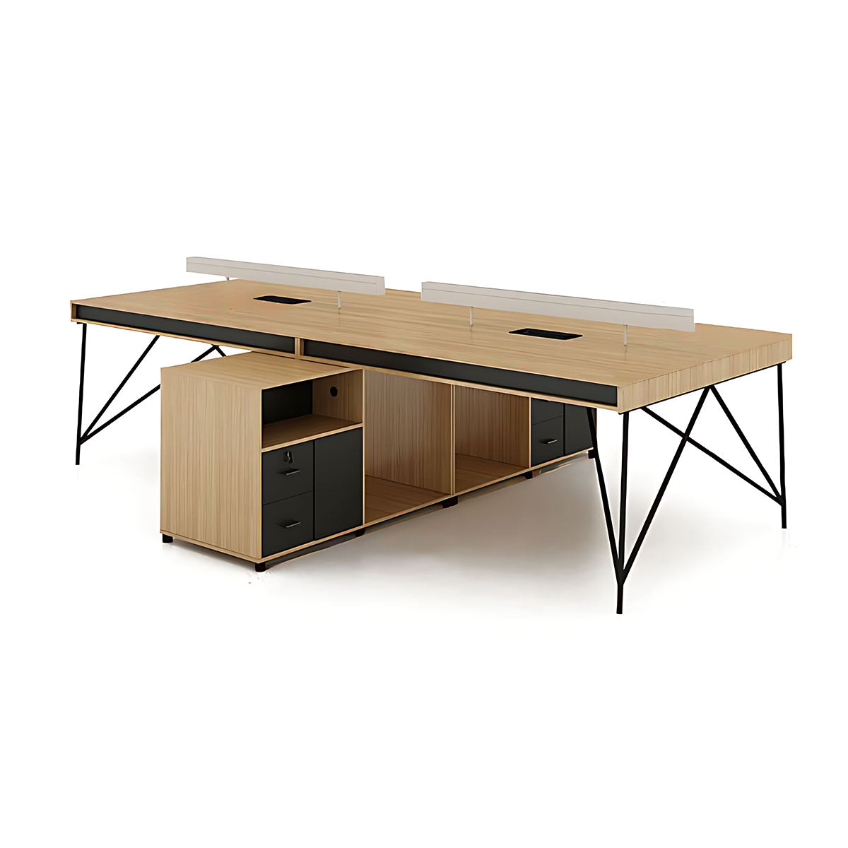 Simple Staff Desk, Free Combination, Triangular Steel Legs, with Screen Partitions