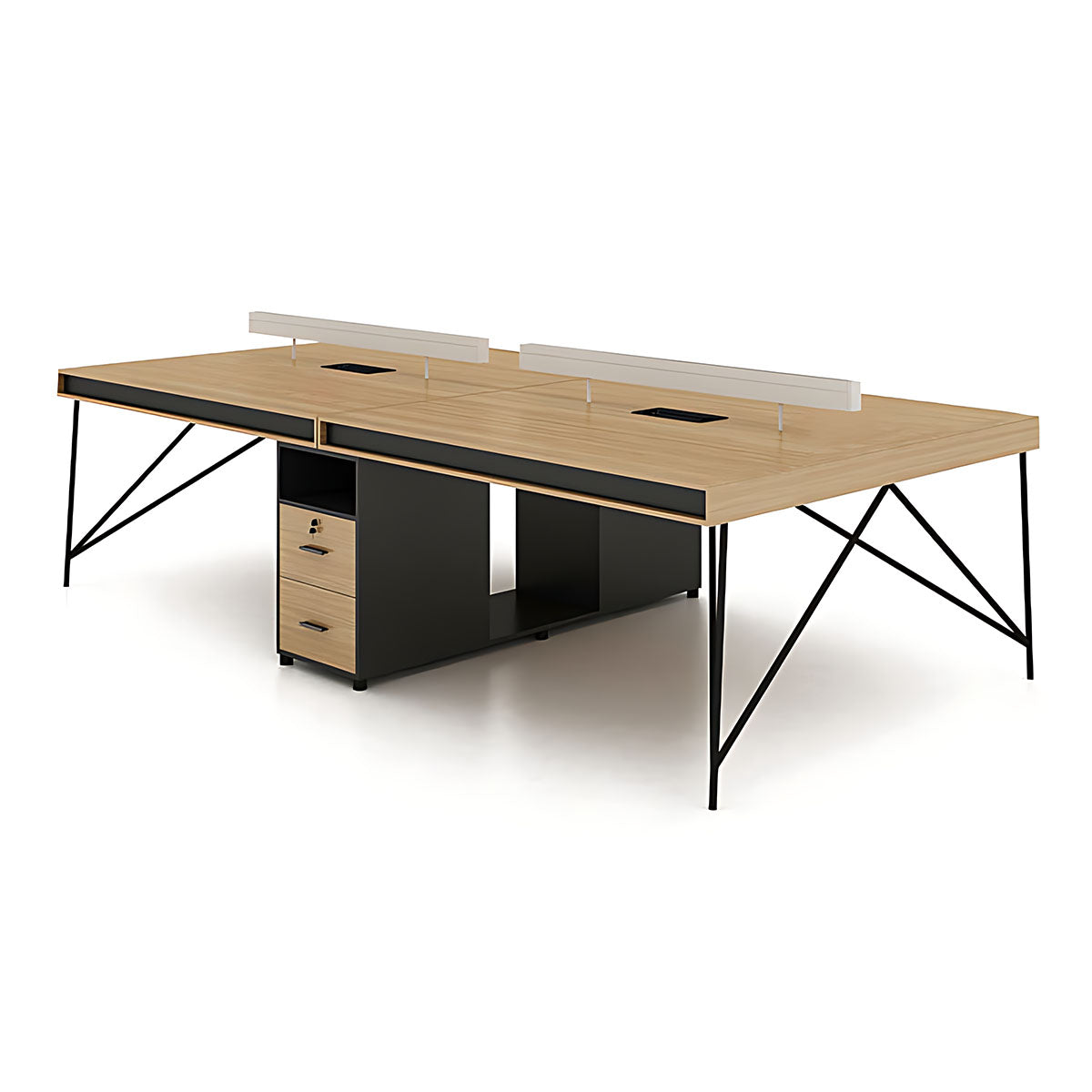 Simple Staff Desk, Free Combination, Triangular Steel Legs, with Screen Partitions