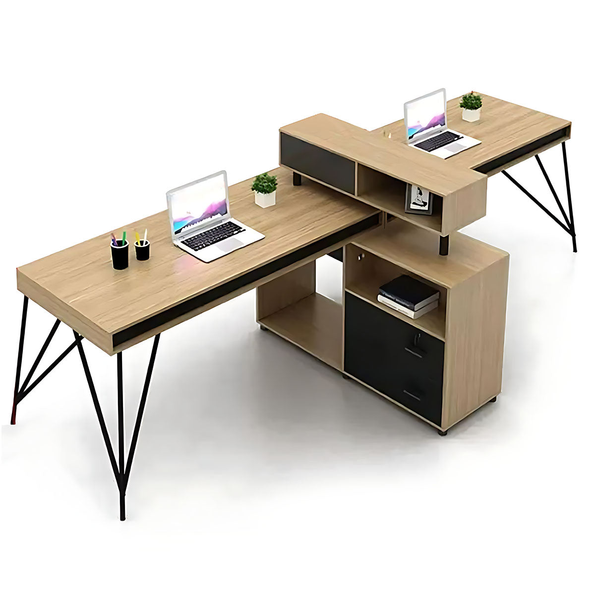 Simple Staff Desk, Free Combination, Triangular Steel Legs, with Screen Partitions