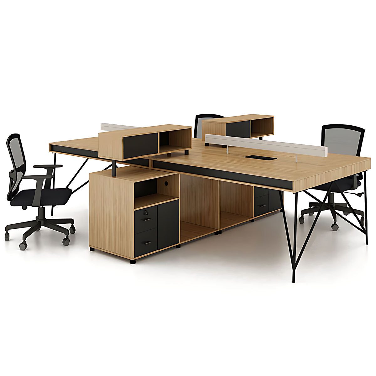 Simple Staff Desk, Free Combination, Triangular Steel Legs, with Screen Partitions