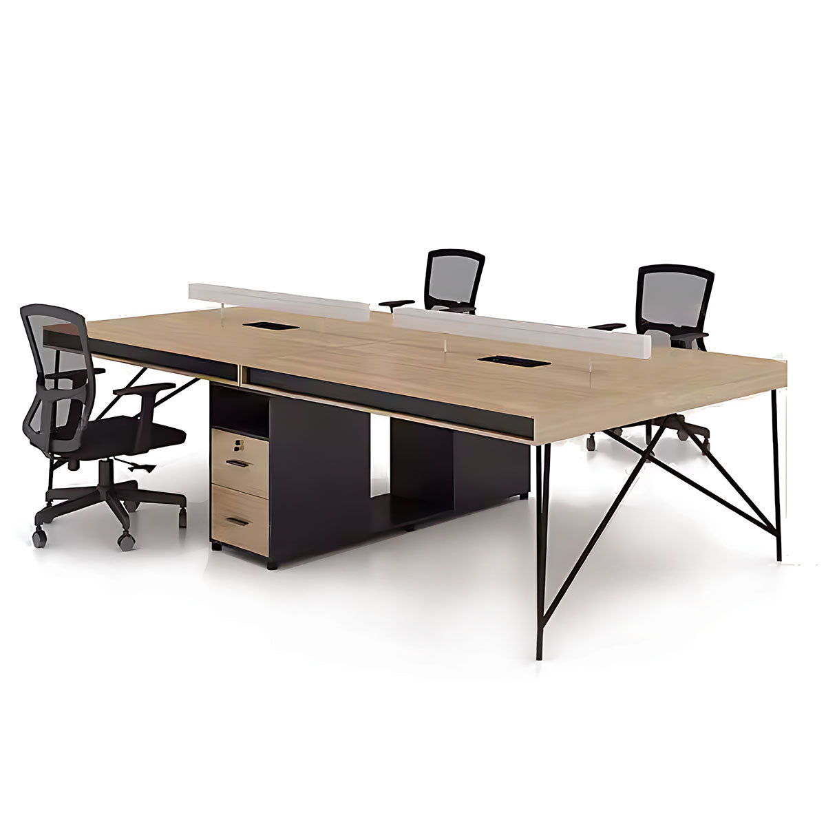 Simple Staff Desk, Free Combination, Triangular Steel Legs, with Screen Partitions