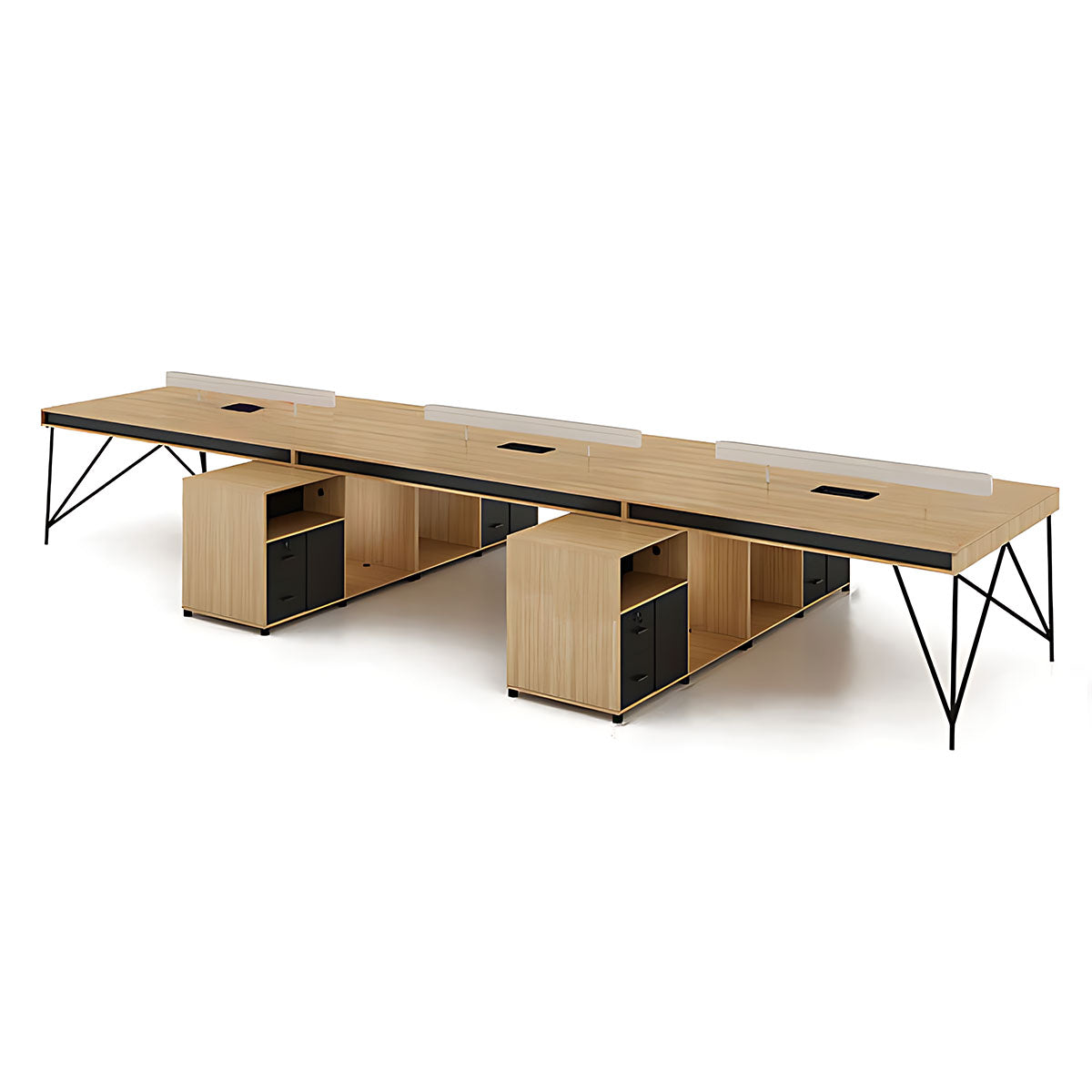 Simple Staff Desk, Free Combination, Triangular Steel Legs, with Screen Partitions