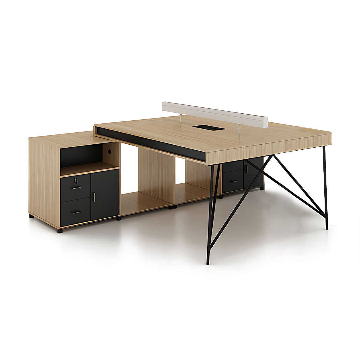 Simple Staff Desk, Free Combination, Triangular Steel Legs, with Screen Partitions