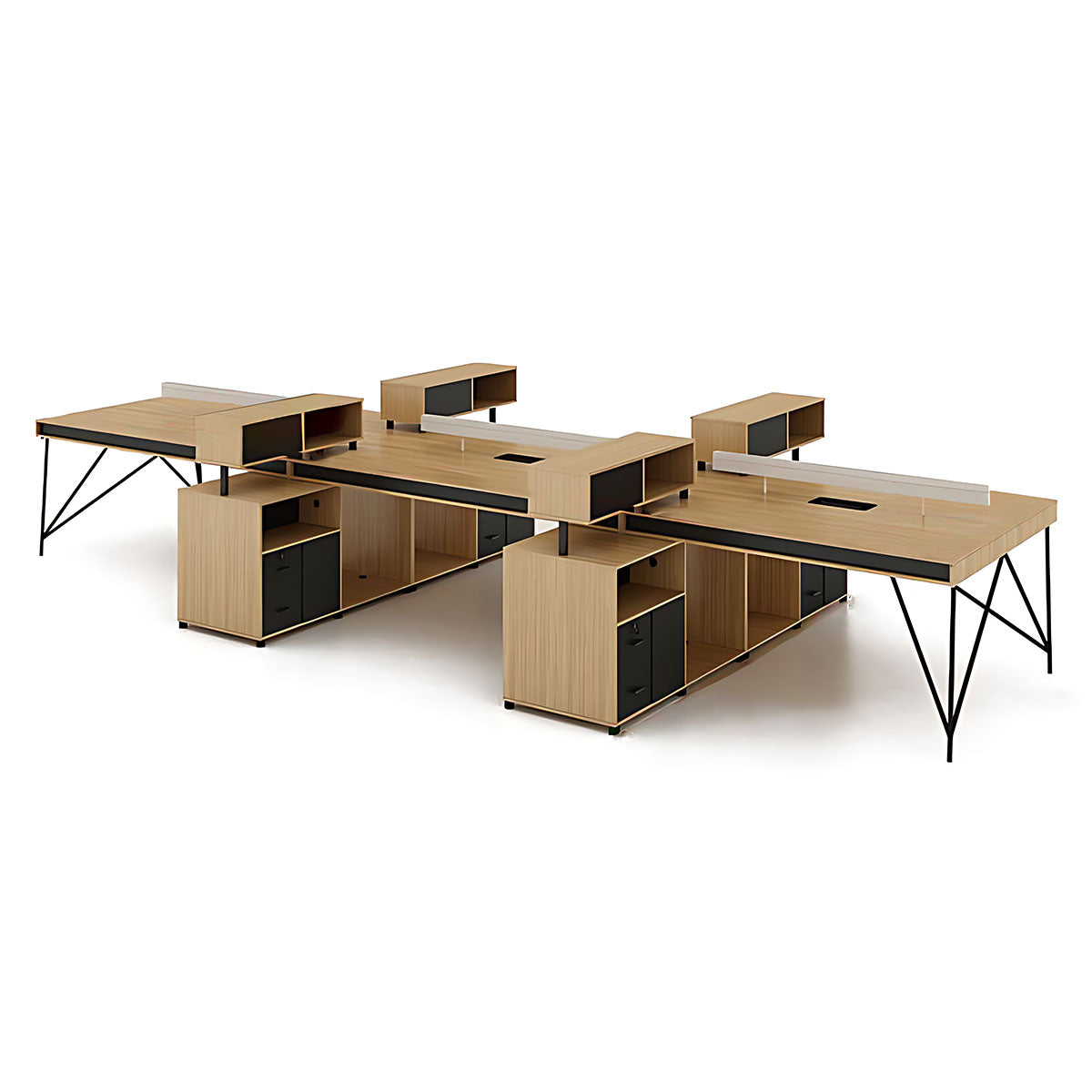 Simple Staff Desk, Free Combination, Triangular Steel Legs, with Screen Partitions