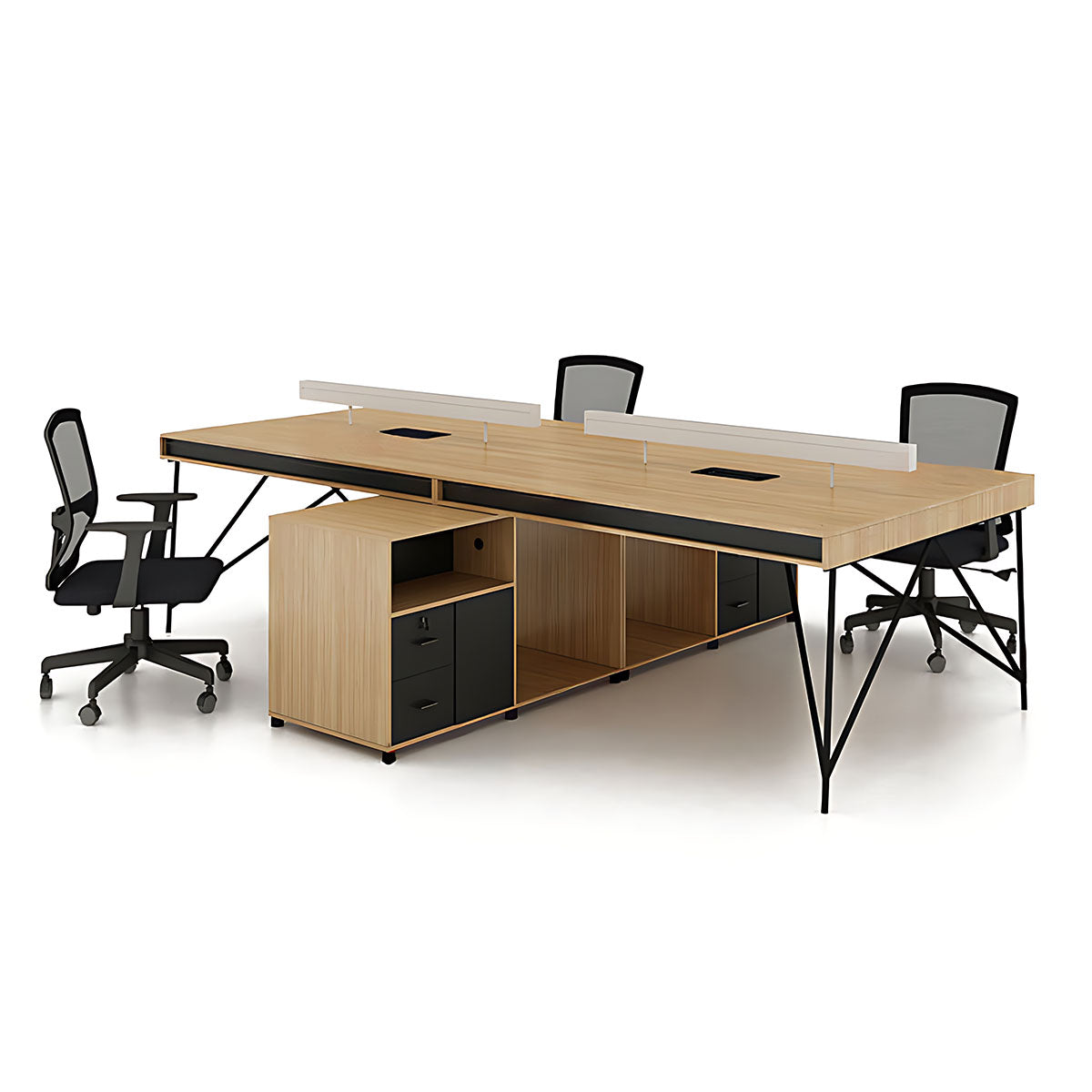 Simple Staff Desk, Free Combination, Triangular Steel Legs, with Screen Partitions