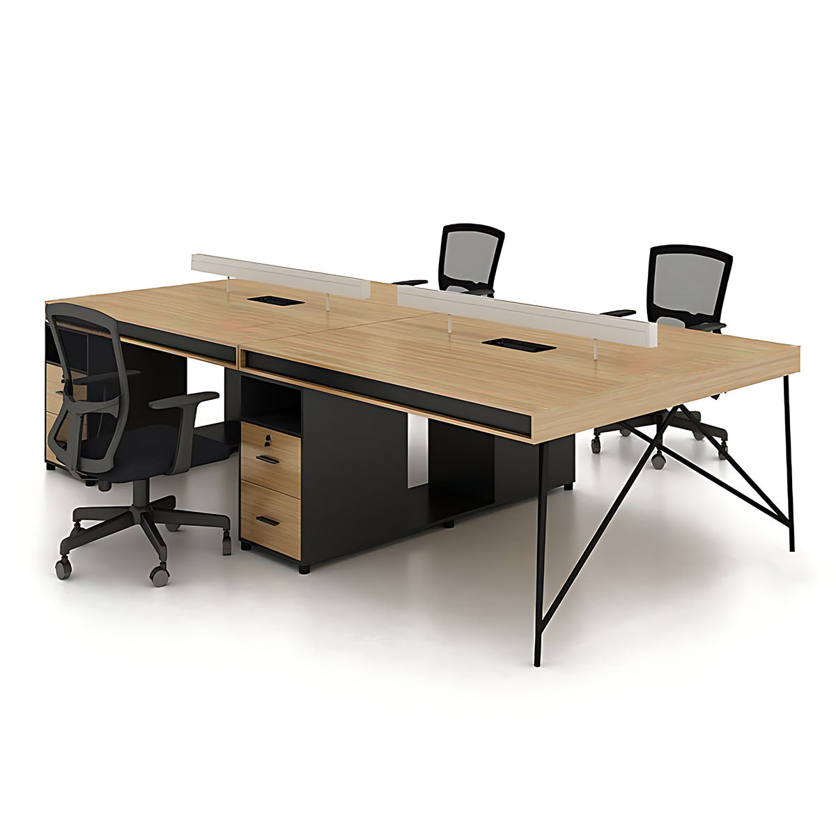 Simple Staff Desk, Free Combination, Triangular Steel Legs, with Screen Partitions