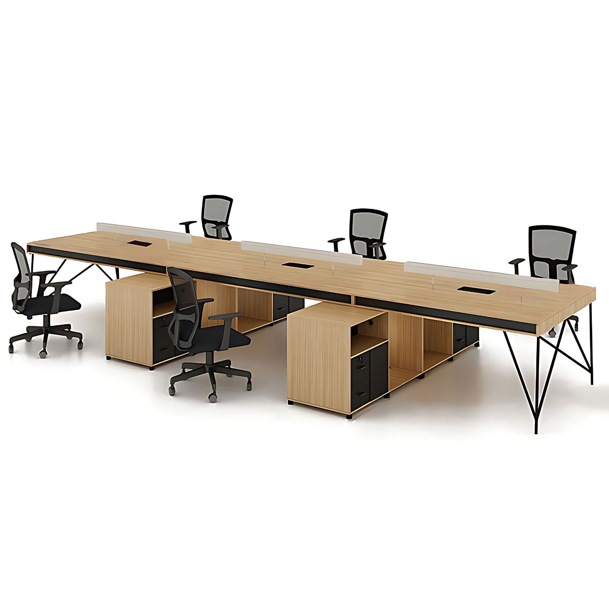 Simple Staff Desk, Free Combination, Triangular Steel Legs, with Screen Partitions