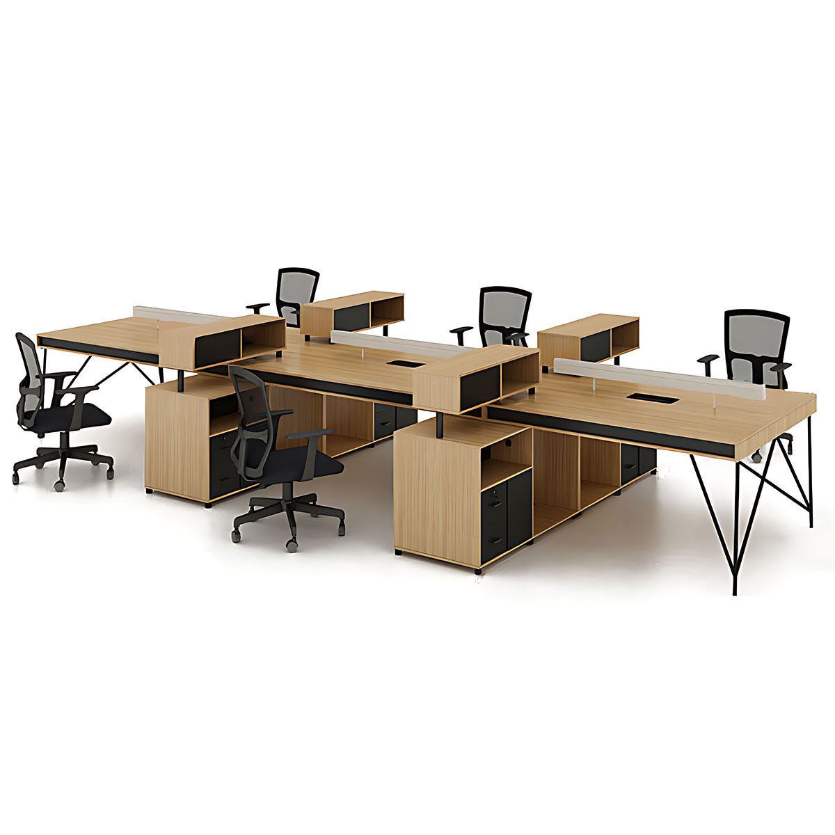 Simple Staff Desk, Free Combination, Triangular Steel Legs, with Screen Partitions