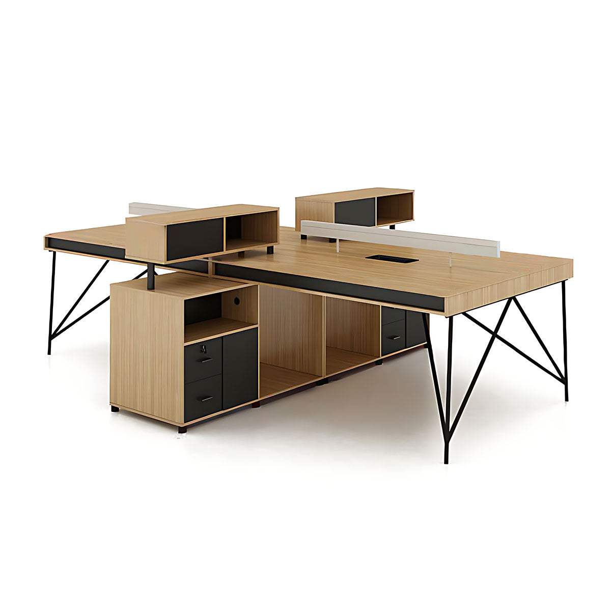 Simple Staff Desk, Free Combination, Triangular Steel Legs, with Screen Partitions