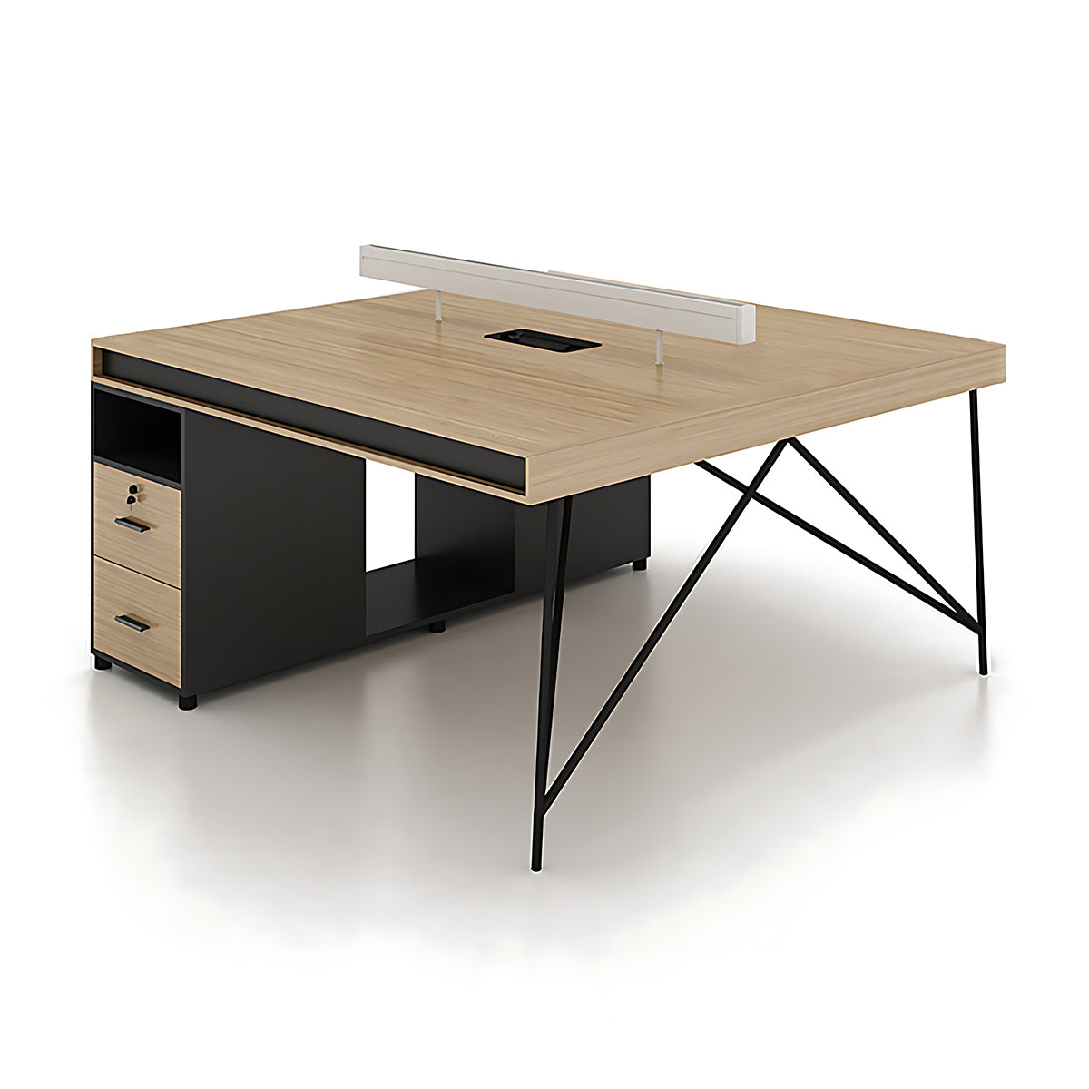 Simple Staff Desk, Free Combination, Triangular Steel Legs, with Screen Partitions