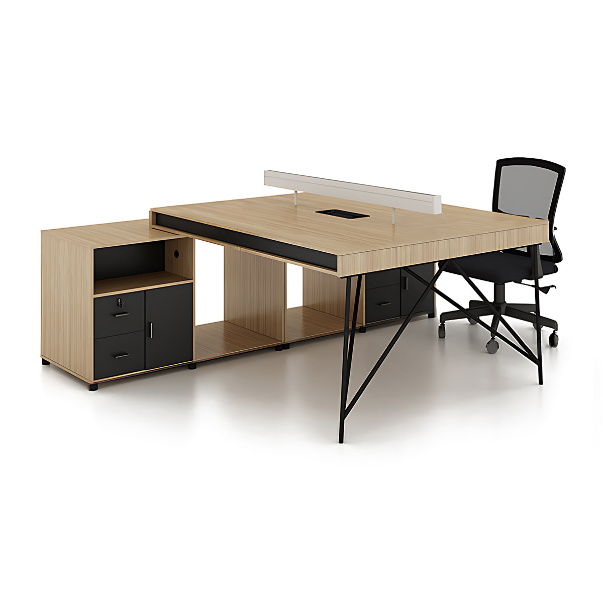 Simple Staff Desk, Free Combination, Triangular Steel Legs, with Screen Partitions