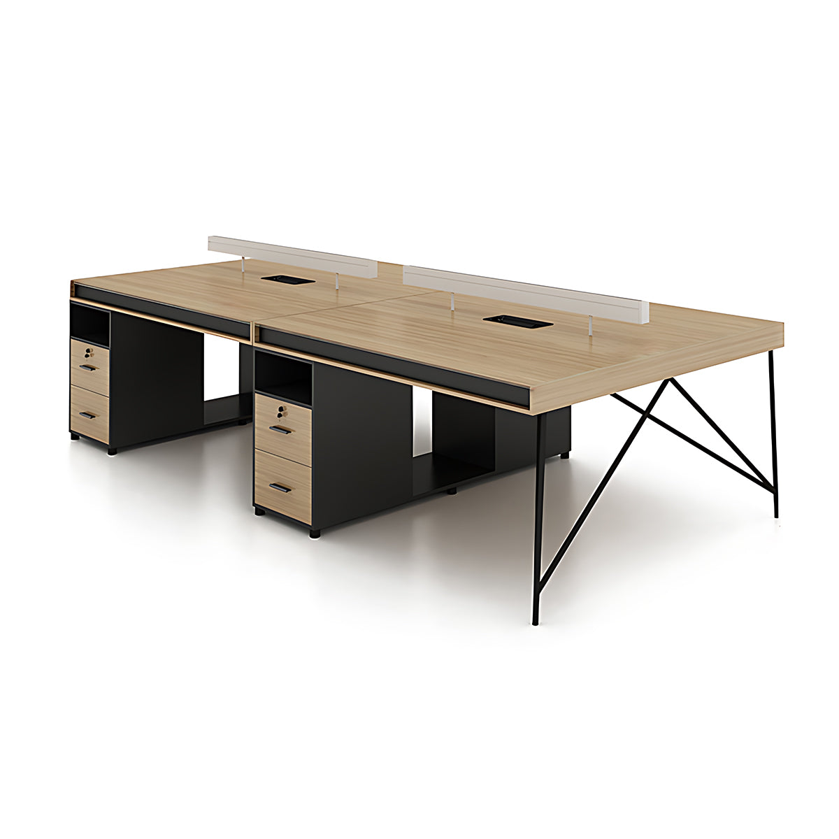 Simple Staff Desk, Free Combination, Triangular Steel Legs, with Screen Partitions