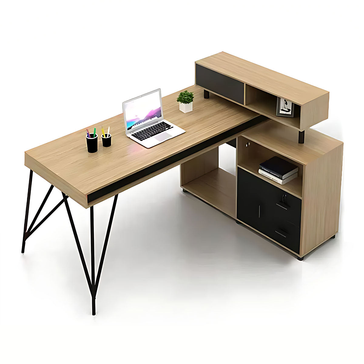 Simple Staff Desk, Free Combination, Triangular Steel Legs, with Screen Partitions