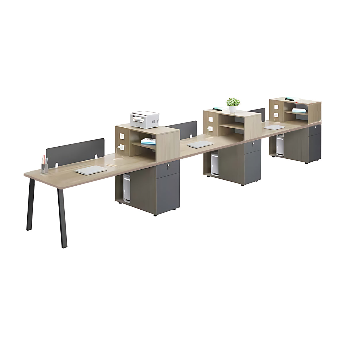 Simple Staff Desk and Chair Set, Free Combination with Combination Lock and Multi-function Stopper