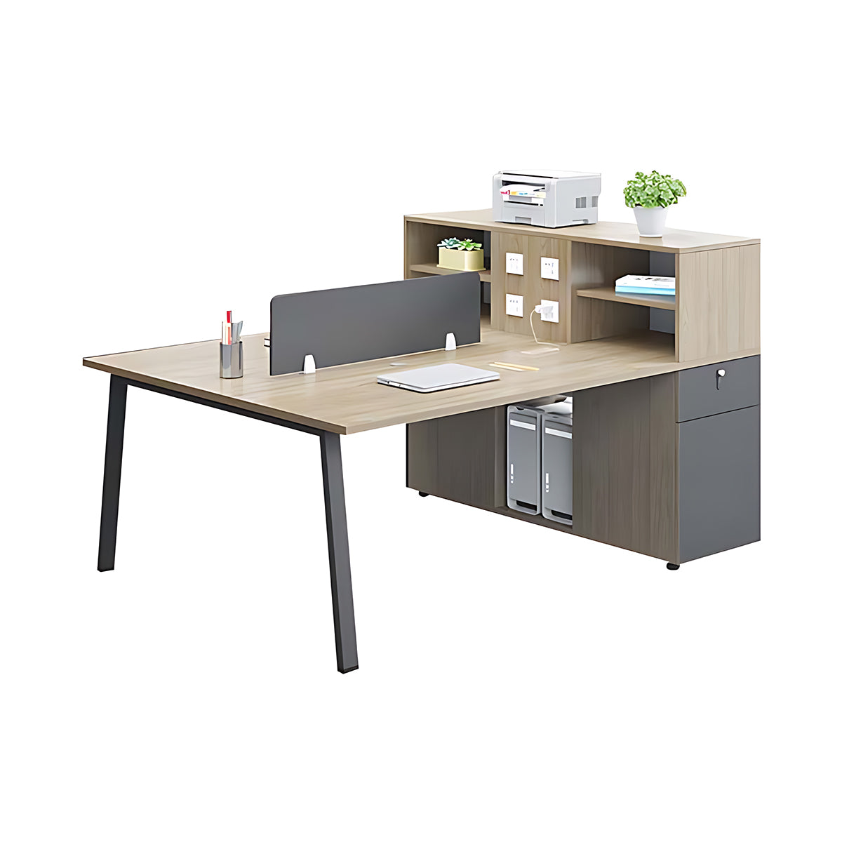 Simple Staff Desk and Chair Set, Free Combination with Combination Lock and Multi-function Stopper