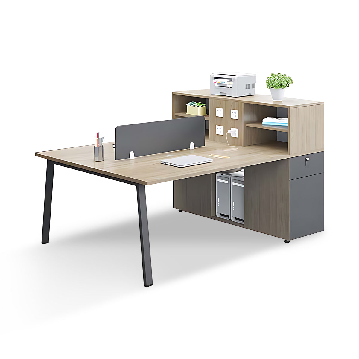 Simple Staff Desk and Chair Set, Free Combination with Combination Lock and Multi-function Stopper