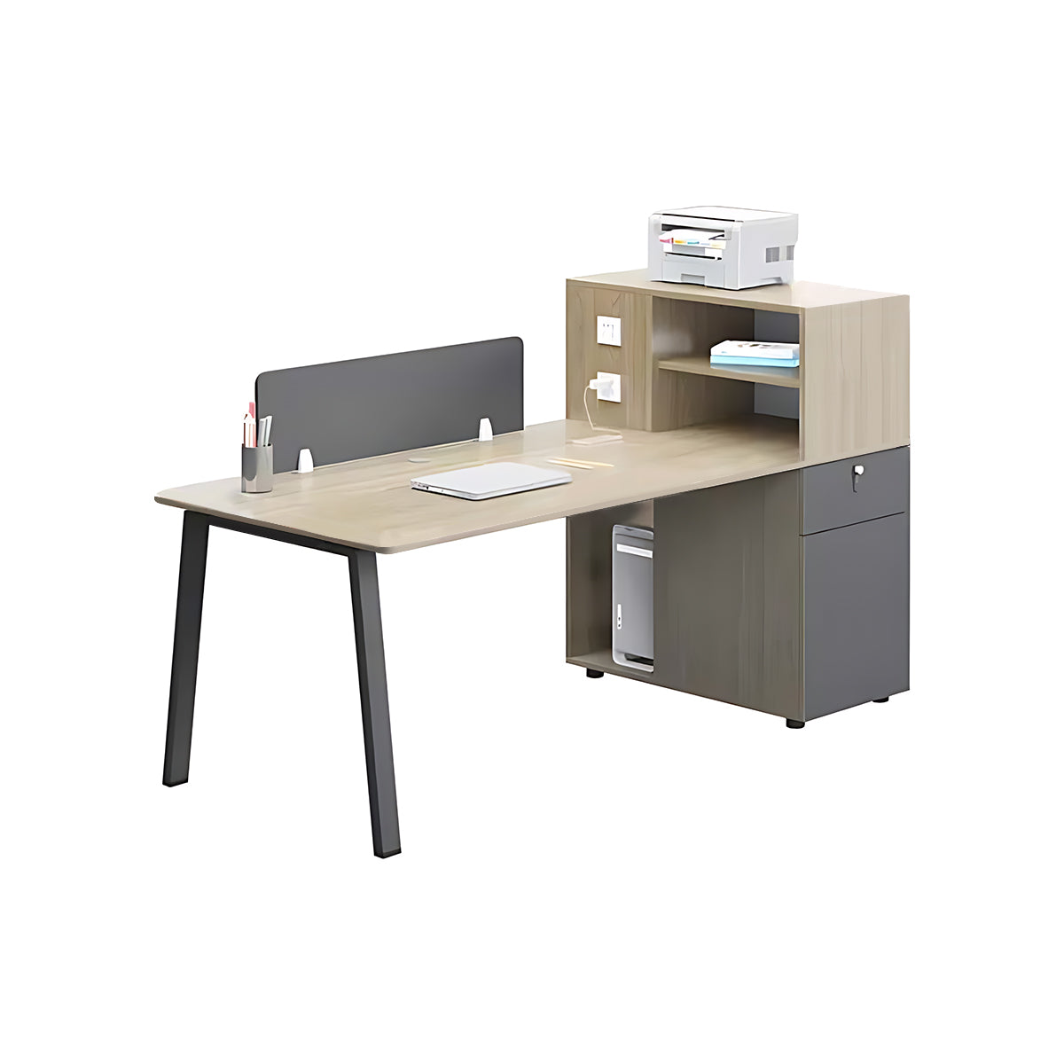 Simple Staff Desk and Chair Set, Free Combination with Combination Lock and Multi-function Stopper