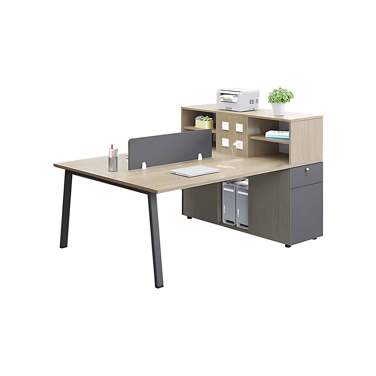 Simple Staff Desk and Chair Set, Free Combination with Combination Lock and Multi-function Stopper