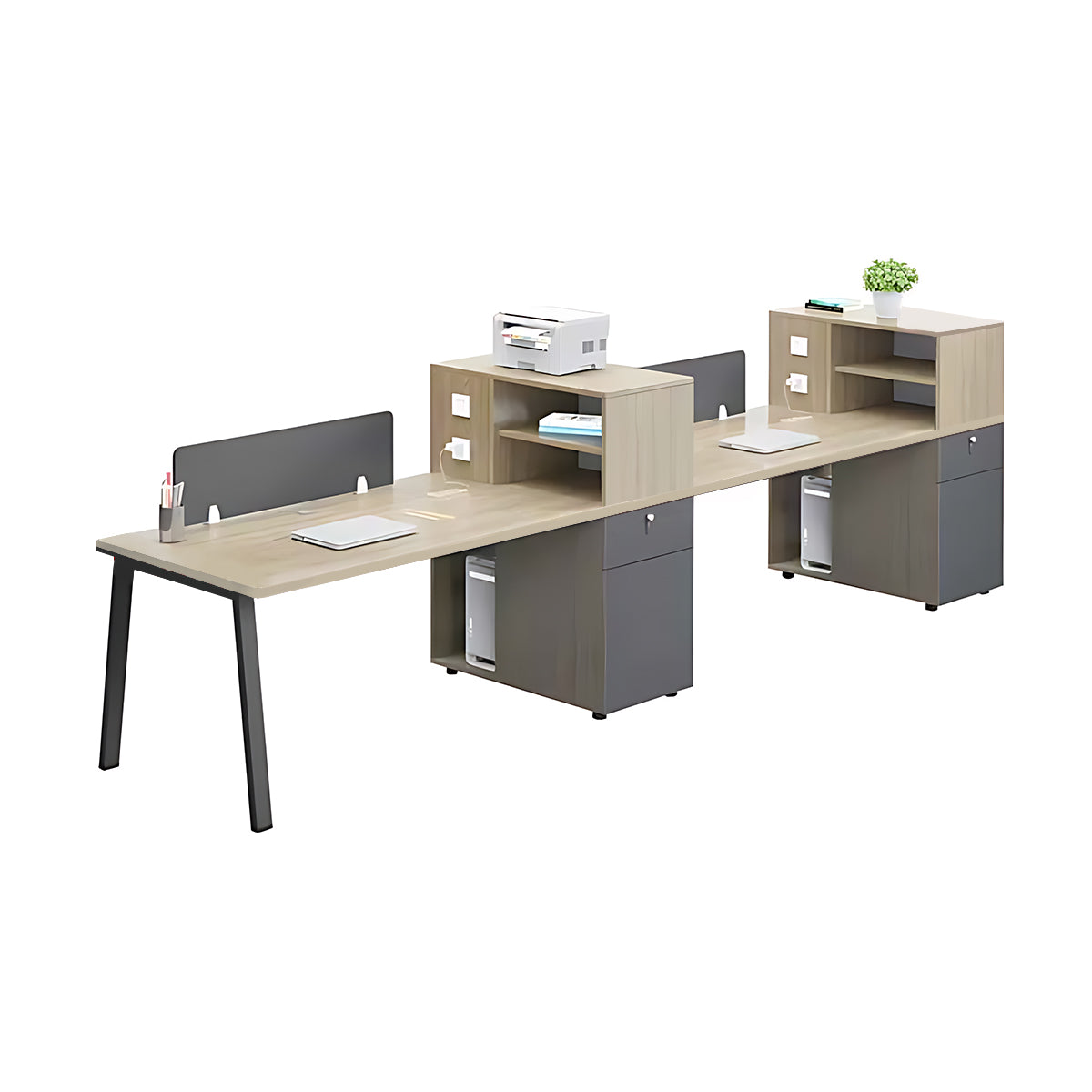 Simple Staff Desk and Chair Set, Free Combination with Combination Lock and Multi-function Stopper