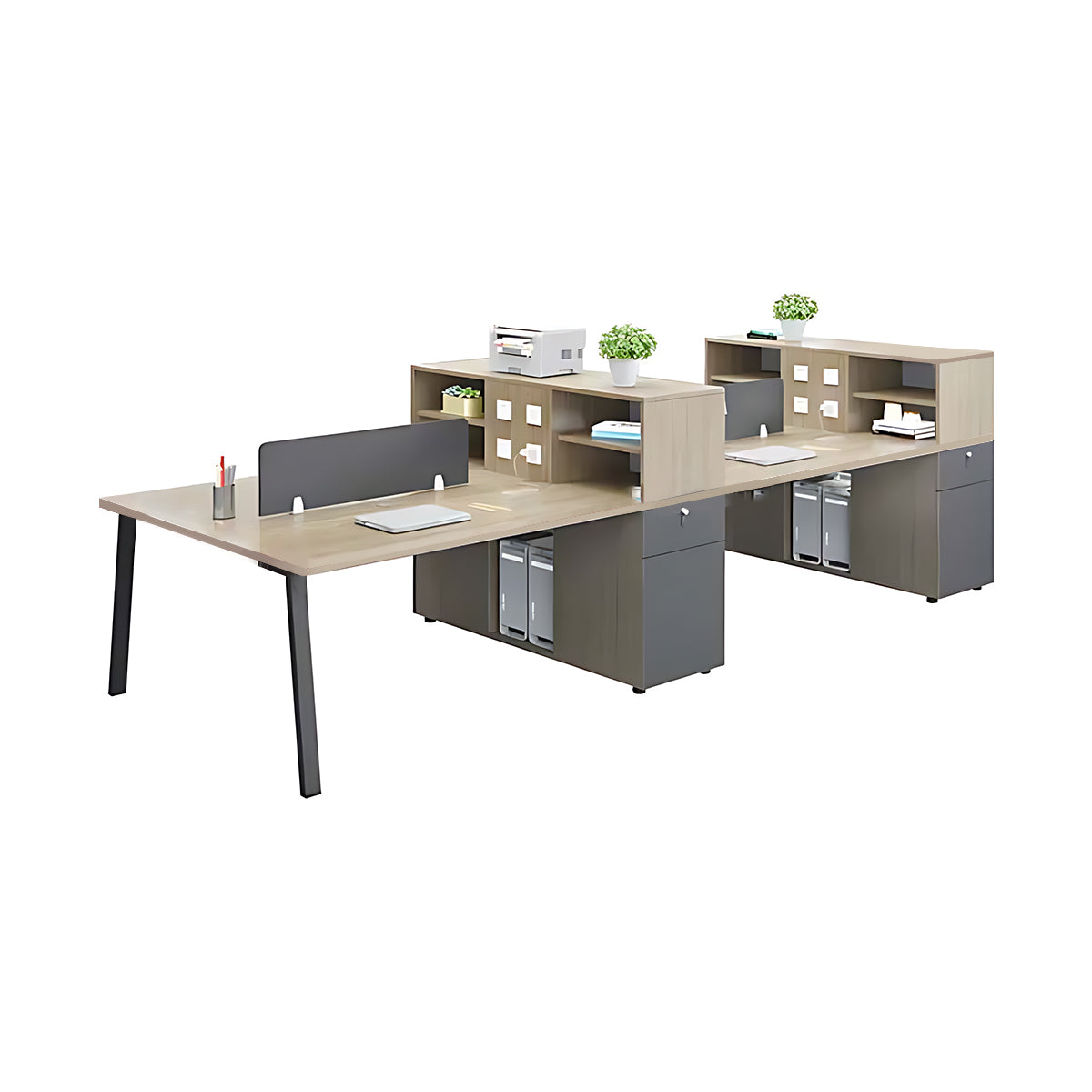 Simple Staff Desk and Chair Set, Free Combination with Combination Lock and Multi-function Stopper