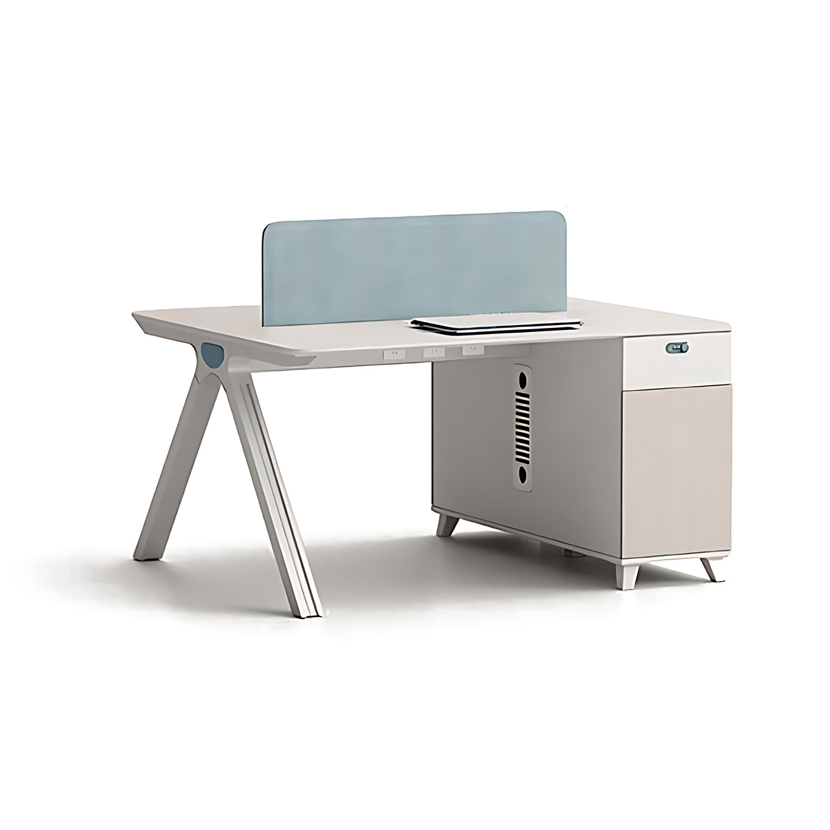 Simple Standing Computer Desk, Aluminum Y Legs with Screen Partition