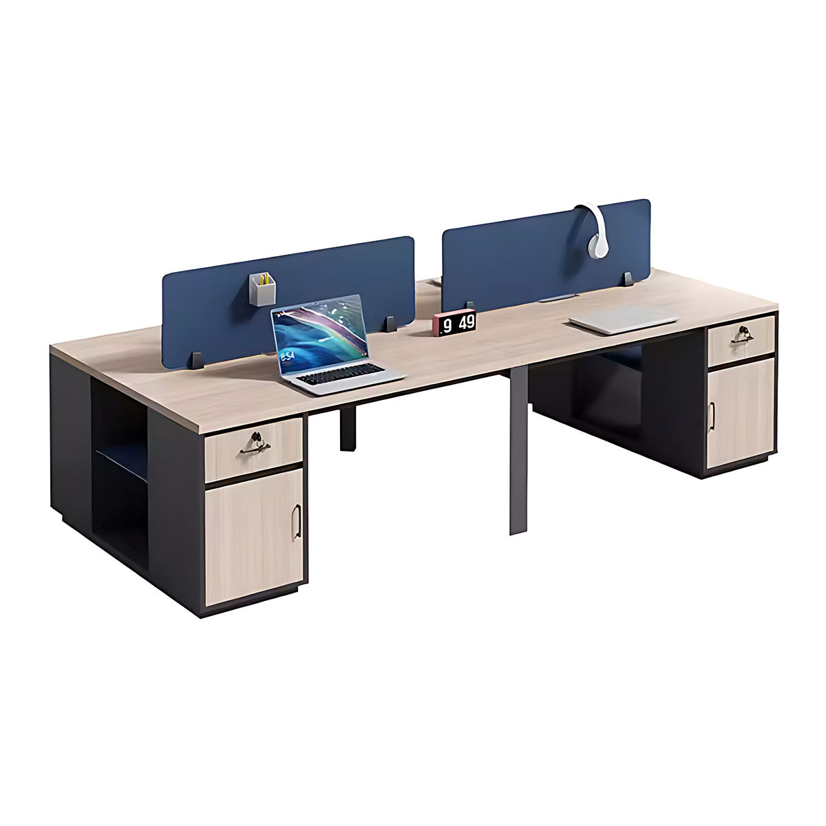 Simple Modern Style Desk and Chair Set with Cabinet